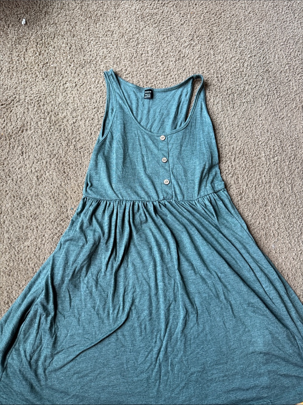 SHEIN Teal Sleeveless Mini Dress with Button Front
